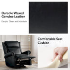 Fauteuil inclinable, pivotant et coulissant manuel Viviana en cuir véritable, lot de 2 par