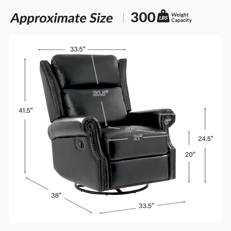 Fauteuil inclinable, pivotant et coulissant manuel Viviana en cuir véritable, lot de 2 par
