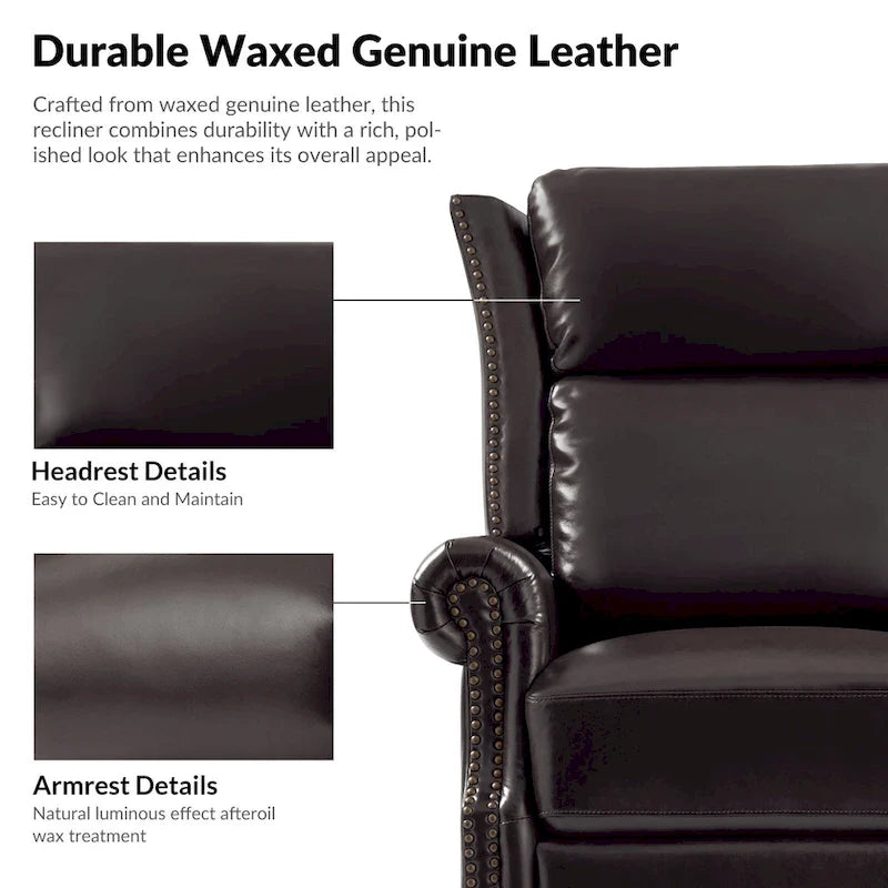 Fauteuil inclinable, pivotant et coulissant manuel Viviana en cuir véritable, lot de 2 par