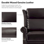 Fauteuil inclinable, pivotant et coulissant manuel Viviana en cuir véritable, lot de 2 par