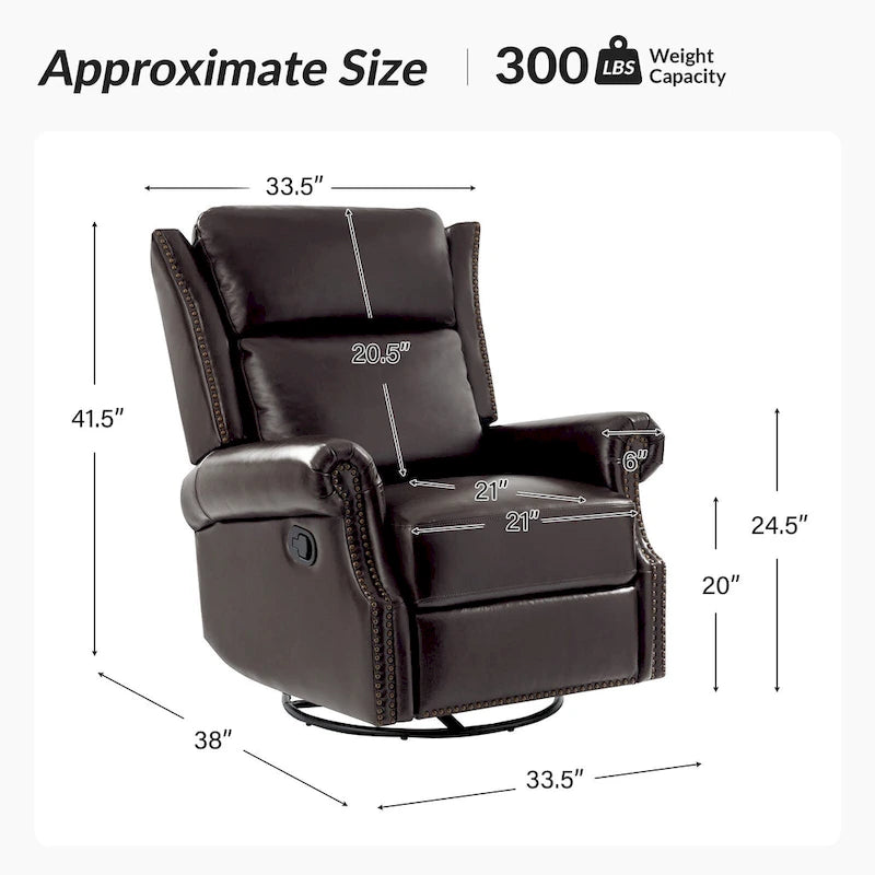 Fauteuil inclinable, pivotant et coulissant manuel Viviana en cuir véritable, lot de 2 par