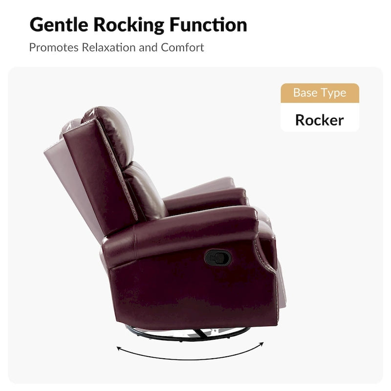 Fauteuil inclinable, pivotant et coulissant manuel Viviana en cuir véritable, lot de 2 par