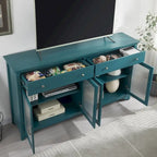 Meuble TV, buffet de rangement, bahut avec porte vitrée et étagères réglables